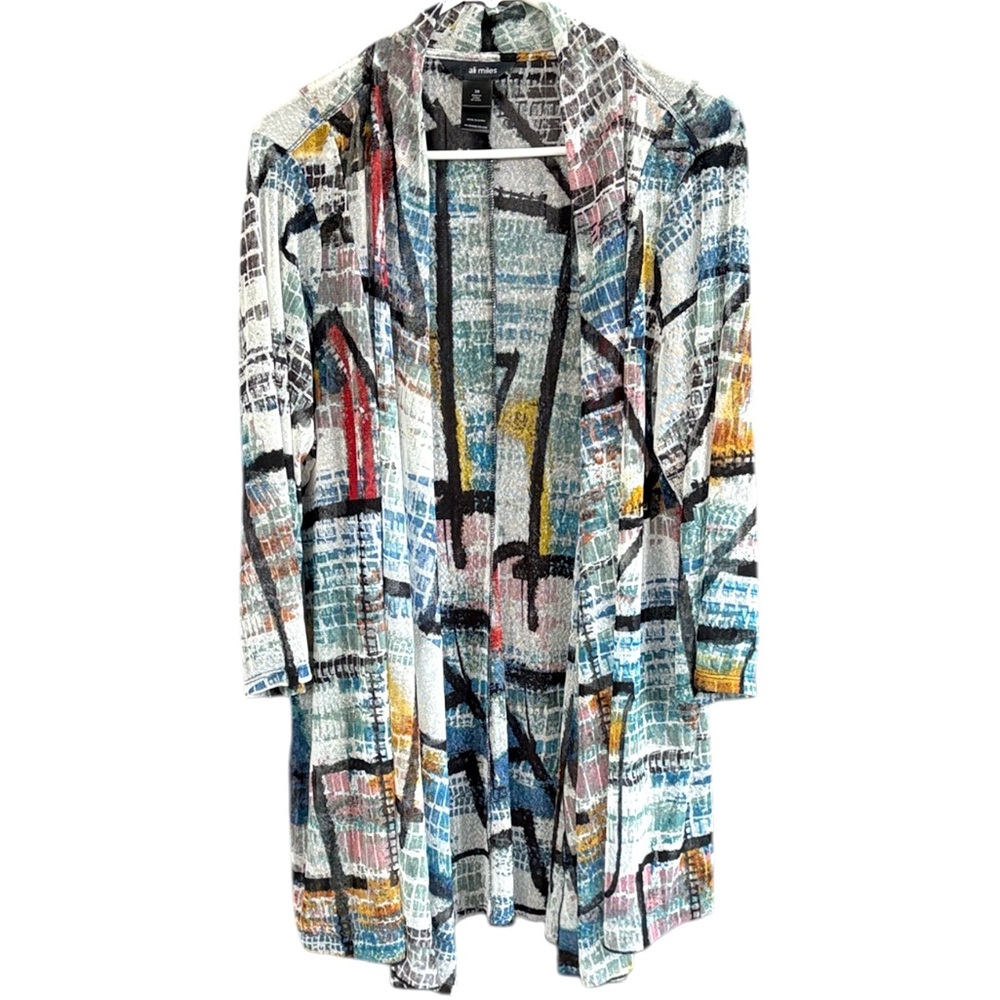 Like New Ali Miles Open Front Cardigan Top Abstract Print Size 2X